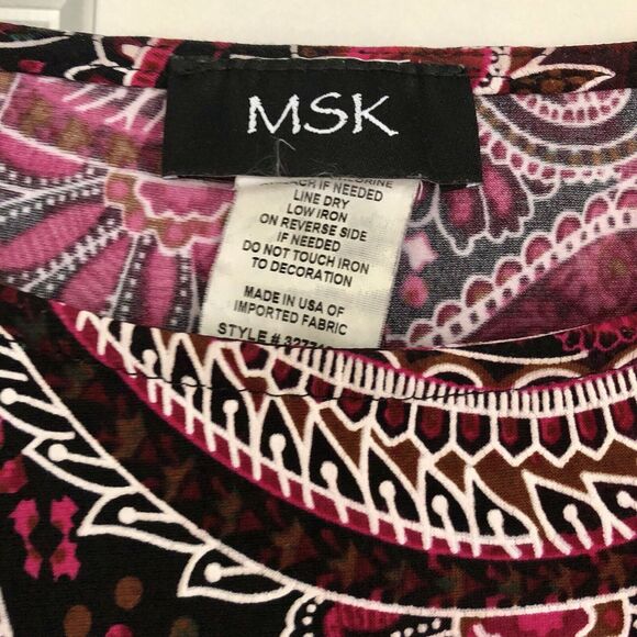 MSK Women's Swing Dress Size Medium Paisley Long Sleeve Crew Neck Pullover - Picture 7 of 9